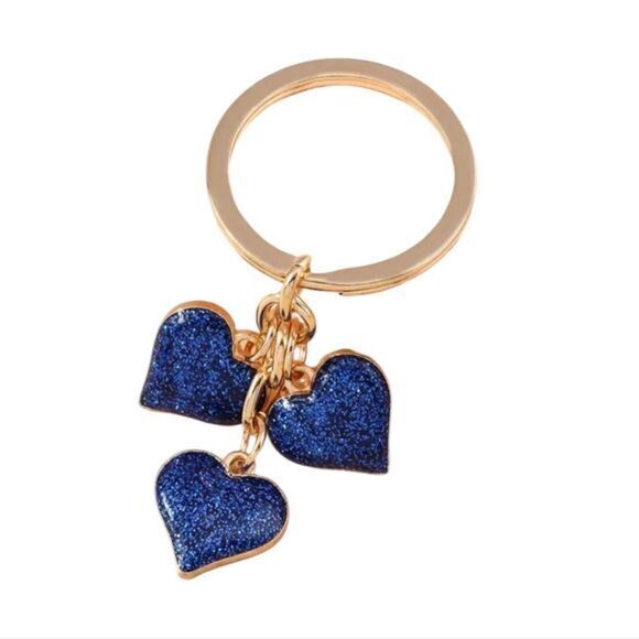 Enamel Alloy Blue Hearts Love Key Chains‎ Purse Charms Key Holder For Women - Picture 1 of 5